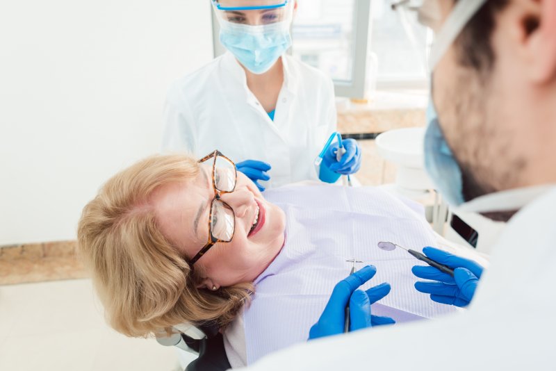 Mature patient with dentist in Dublin